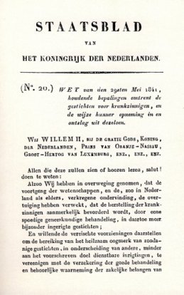 De eerste wet (1841) waarmee zogenoemde 